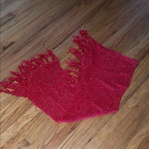 Red Sparkly Fringe Scarf